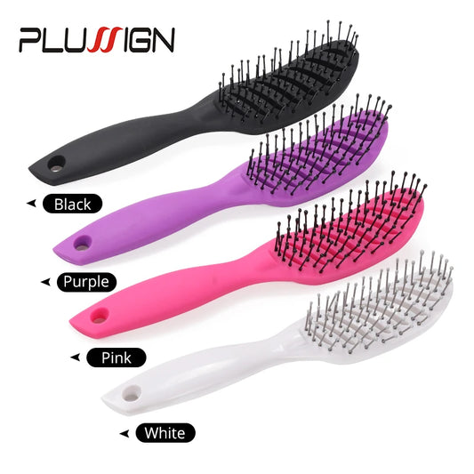 Curved Vent Detangling Brush for Curly Hair – Anti-Static Salon Massage Comb