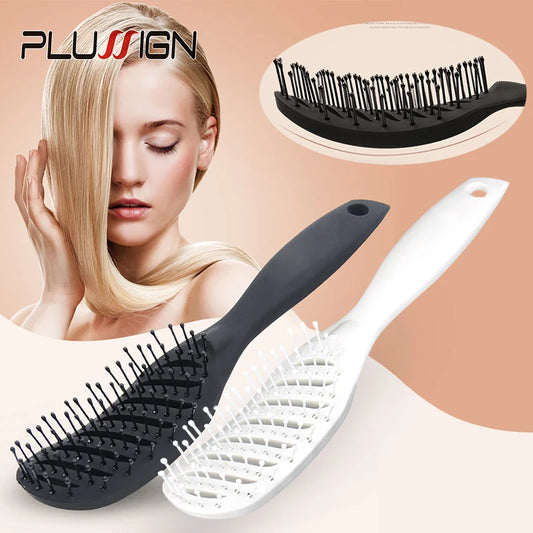 Curved Vent Detangling Brush for Curly Hair – Anti-Static Salon Massage Comb