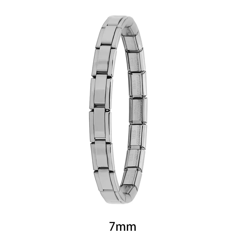 Milano 9mm Stainless Steel Stretch Charm Bracelet for Women