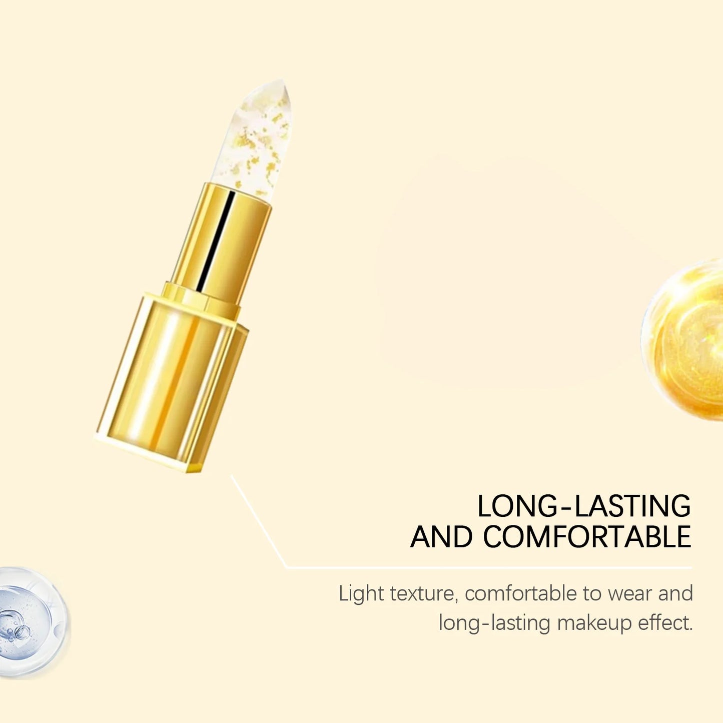 Color-Changing Gold Lipstick – Moisturizing, High Shine & Hydrating Lip Balm with Hyaluronic Acid