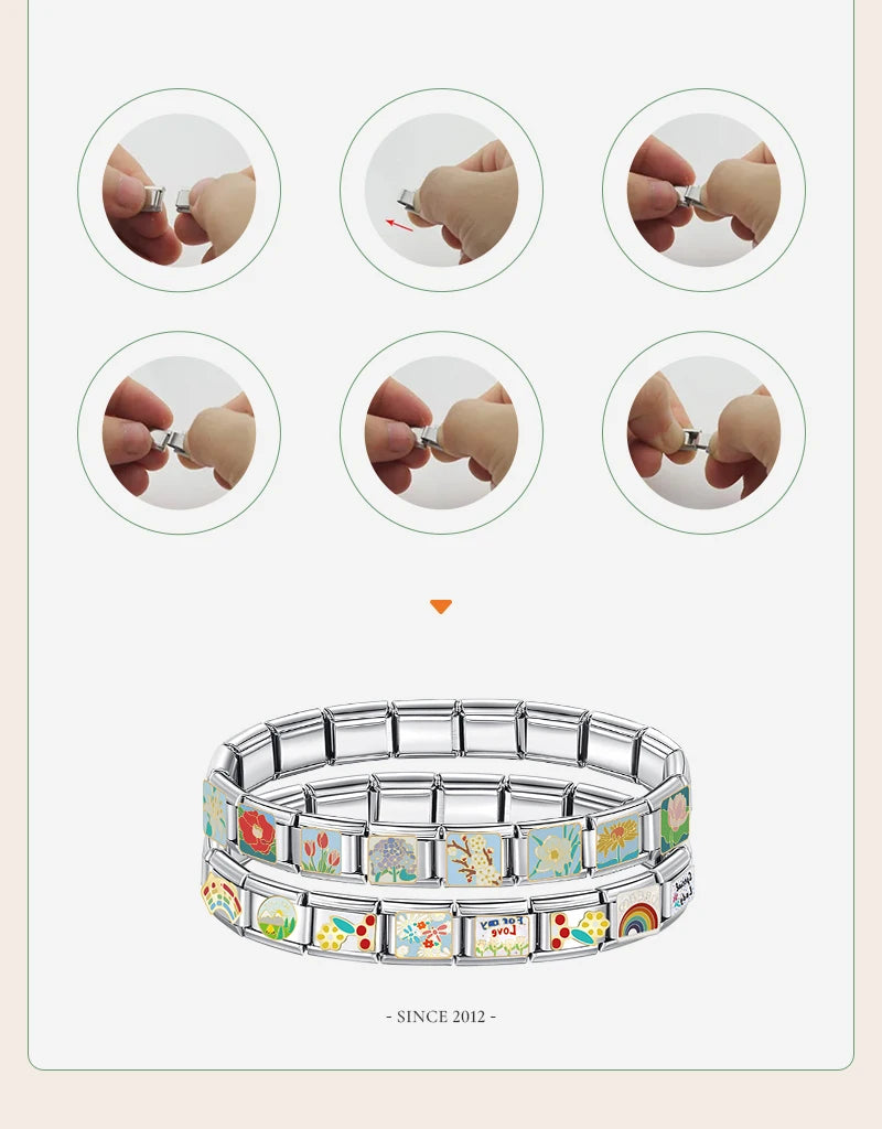 Milano 9mm Stainless Steel Stretch Charm Bracelet for Women