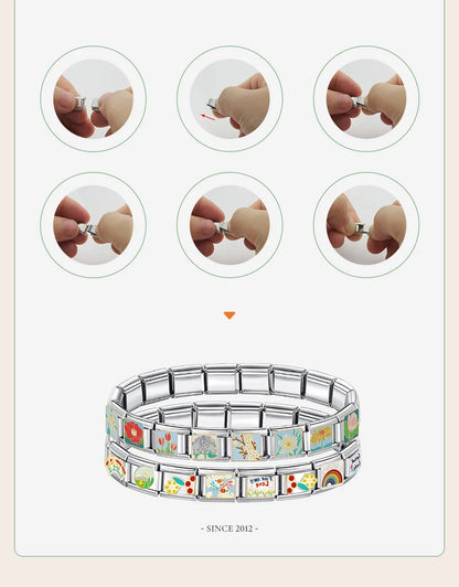 Milano 9mm Stainless Steel Stretch Charm Bracelet for Women