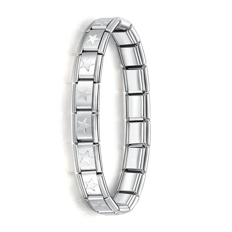 Milano 9mm Stainless Steel Stretch Charm Bracelet for Women