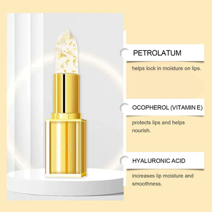 Color-Changing Gold Lipstick – Moisturizing, High Shine & Hydrating Lip Balm with Hyaluronic Acid