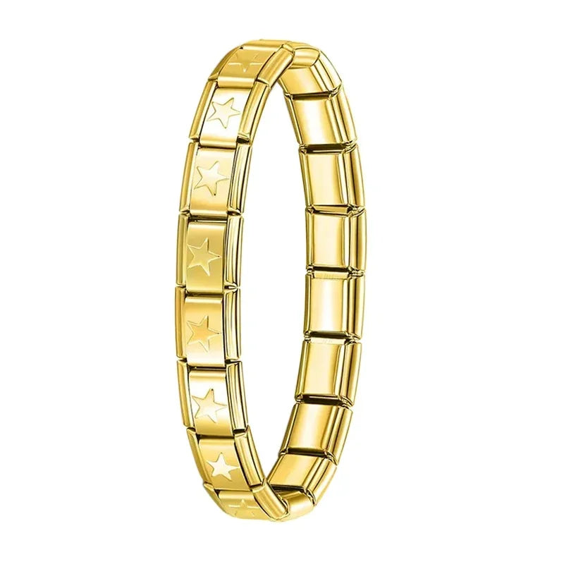 Milano 9mm Stainless Steel Stretch Charm Bracelet for Women