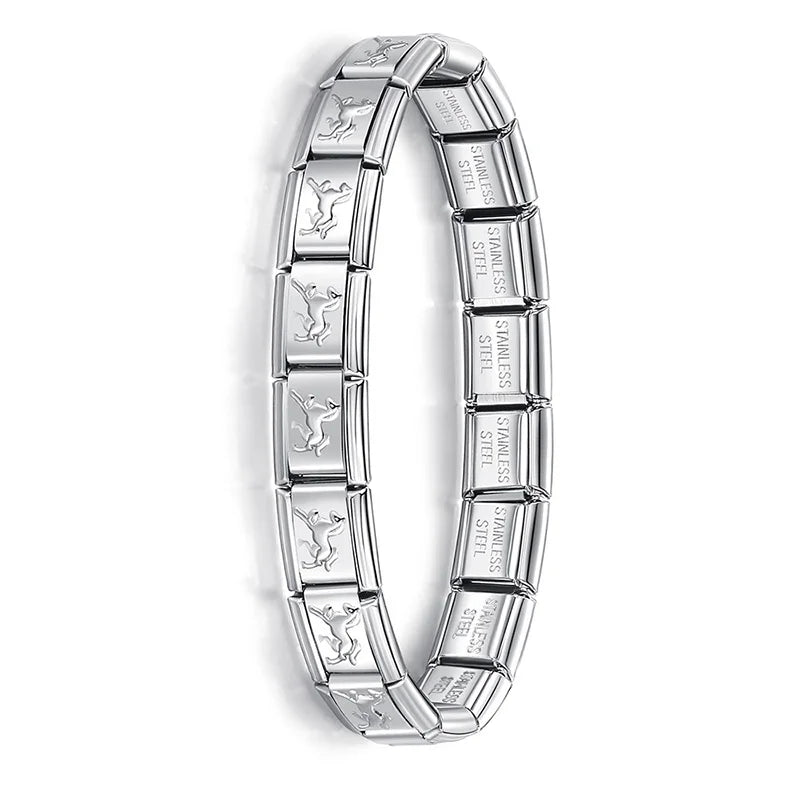 Milano 9mm Stainless Steel Stretch Charm Bracelet for Women