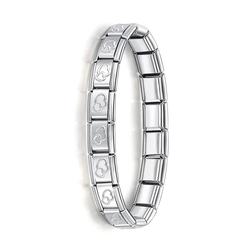 Milano 9mm Stainless Steel Stretch Charm Bracelet for Women