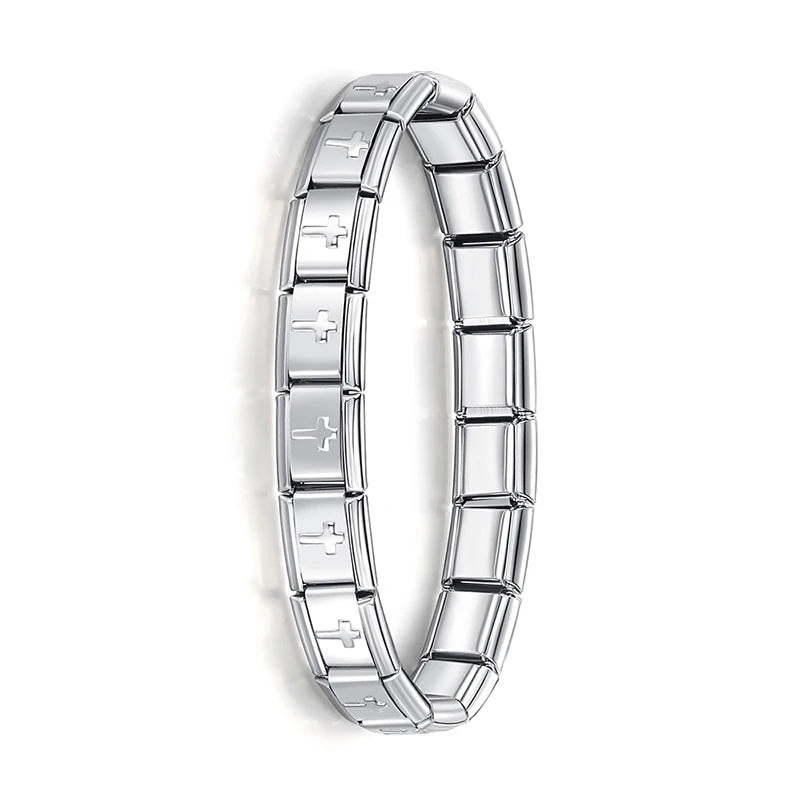 Milano 9mm Stainless Steel Stretch Charm Bracelet for Women