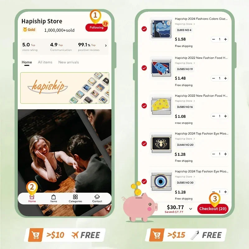 Milano 9mm Stainless Steel Stretch Charm Bracelet for Women