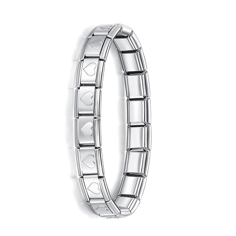 Milano 9mm Stainless Steel Stretch Charm Bracelet for Women