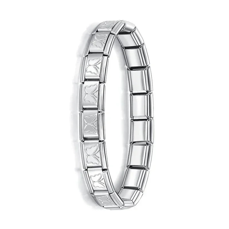 Milano 9mm Stainless Steel Stretch Charm Bracelet for Women