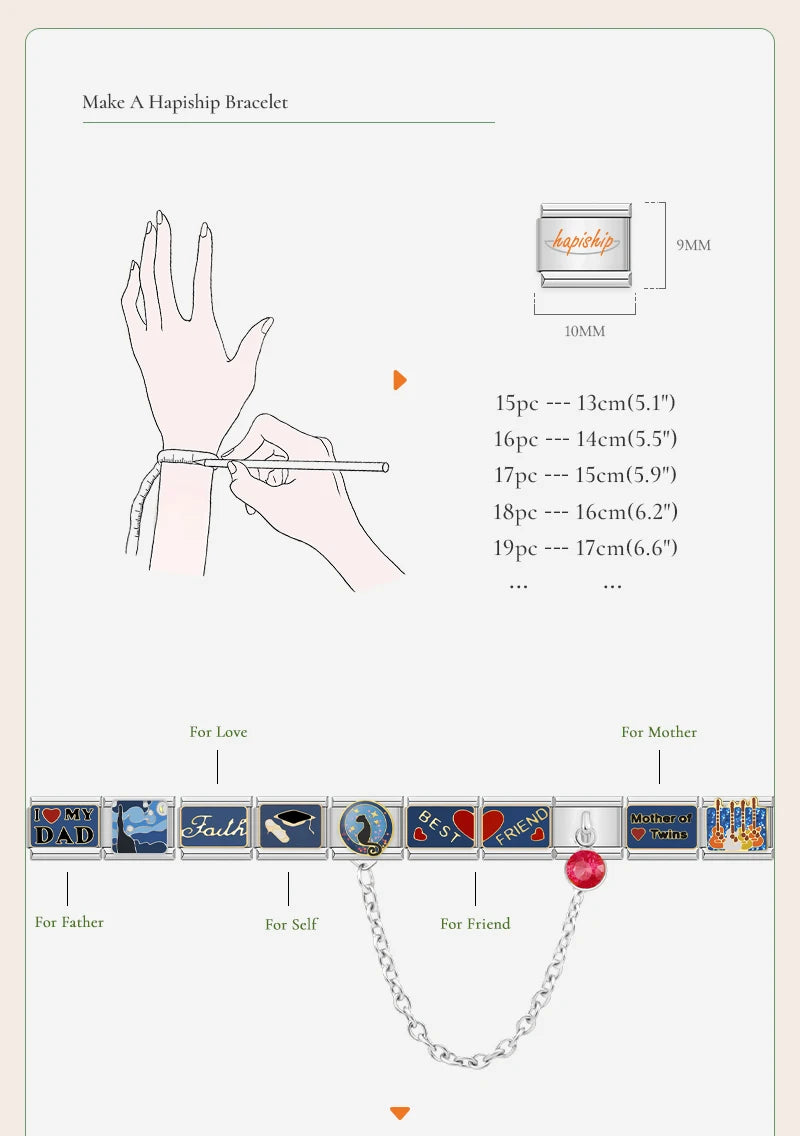 Milano 9mm Stainless Steel Stretch Charm Bracelet for Women