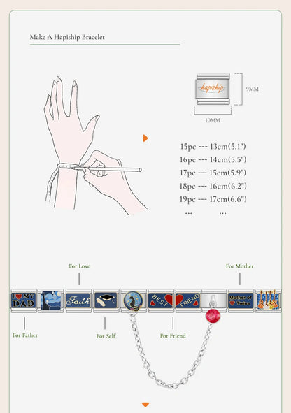 Milano 9mm Stainless Steel Stretch Charm Bracelet for Women